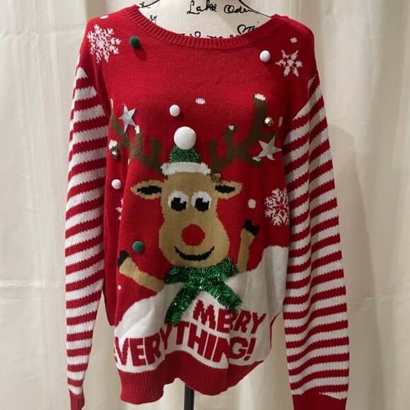 CHRISTMAS  UGLY SWEATER RUDOLF THE RED NOSE REEINDER - Picture 1 of 10